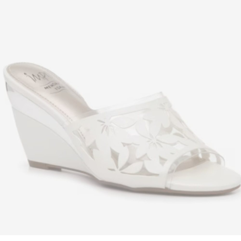Impo Memory Foam Floral Cutout Wedge Sandals SZ 6M Chic Classic Comfort Slides - Picture 4 of 16